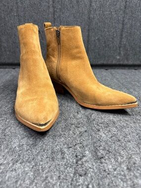 Marc Fisher Tan Suede Pointed Toe Ankle Boots